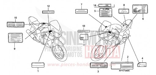 WARNETIKETT (CBR125R/RS/RW5/RW6/RW8) CBR125RW5 de 2005